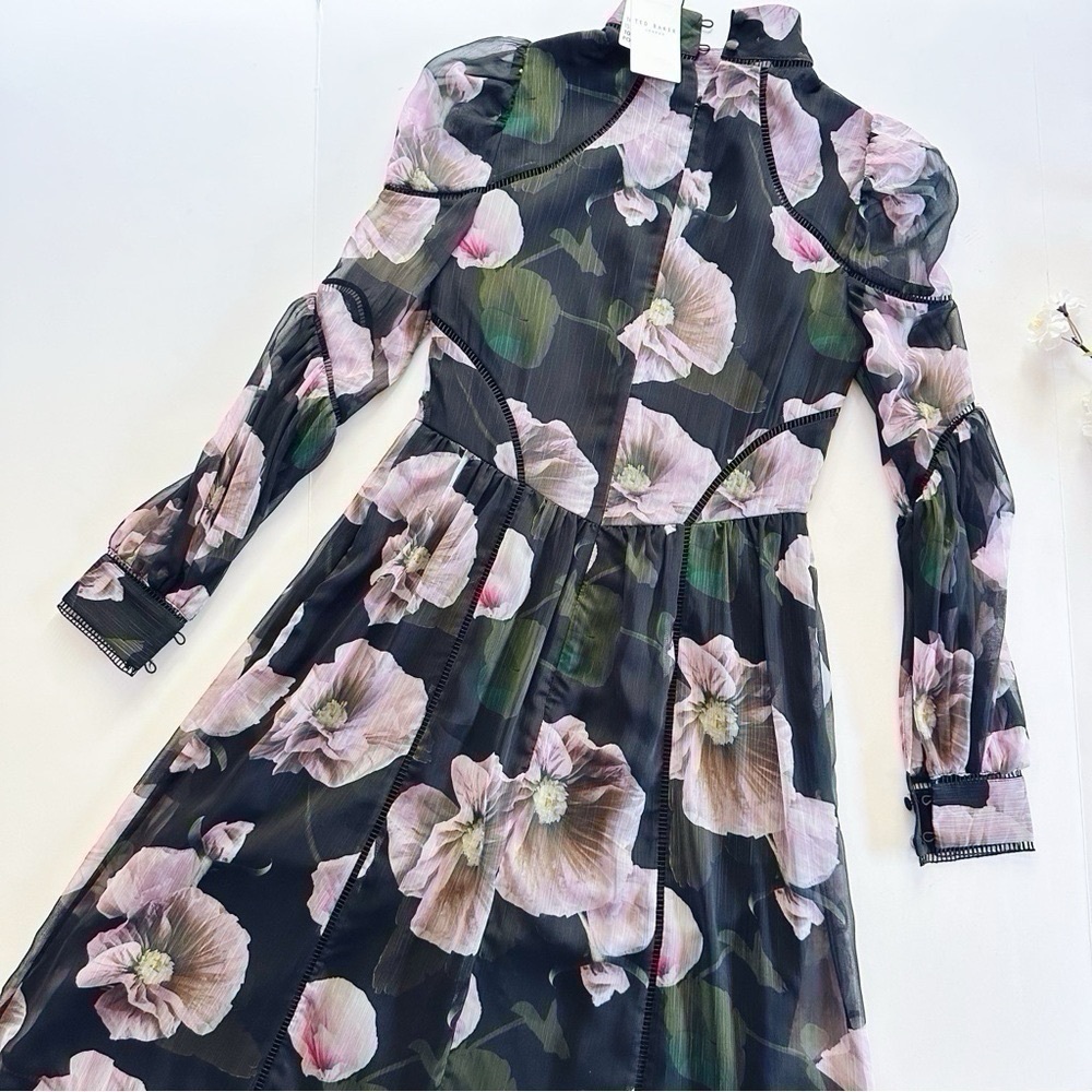 NEW Ted Baker Women’s Pohlley Ladder Trim Midi Dress Size 0 - Picture 10 of 11
